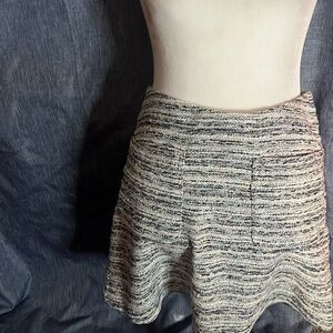 LOFT Textured Black and Cream Mini Skirt
